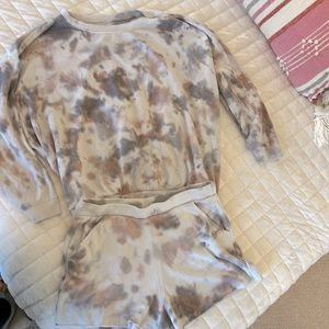 Free People Intimately Fleece Tie Dye Matching Short Set